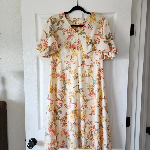 1970s Vintage Hippie Flutter Sleeve Boho Bohemian Dress #46 - Picture 2 of 9